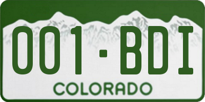 CO license plate 001BDI