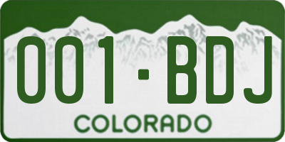 CO license plate 001BDJ