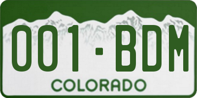 CO license plate 001BDM