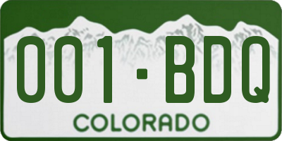 CO license plate 001BDQ