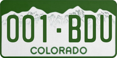 CO license plate 001BDU