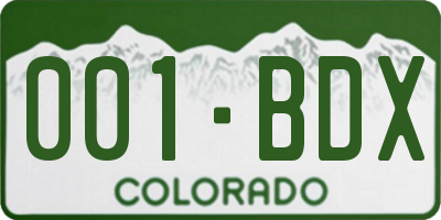 CO license plate 001BDX