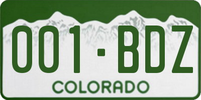 CO license plate 001BDZ