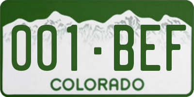 CO license plate 001BEF
