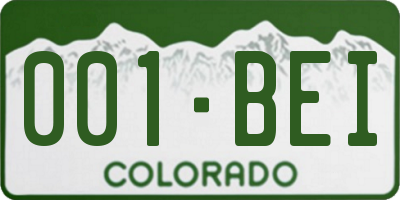 CO license plate 001BEI