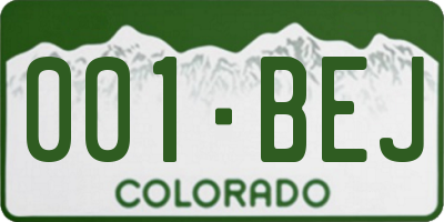 CO license plate 001BEJ