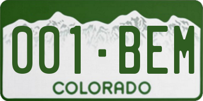 CO license plate 001BEM
