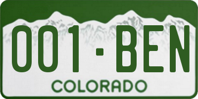 CO license plate 001BEN