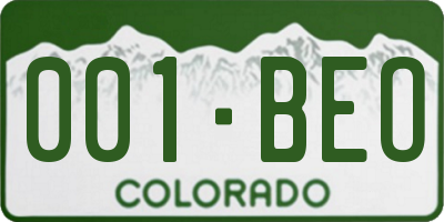 CO license plate 001BEO