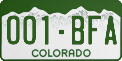CO license plate 001BFA