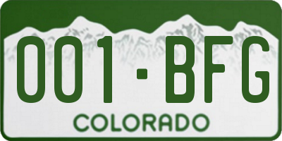 CO license plate 001BFG