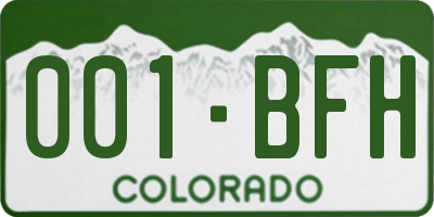 CO license plate 001BFH