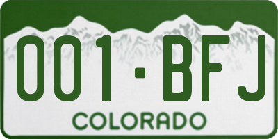 CO license plate 001BFJ