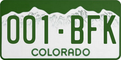 CO license plate 001BFK