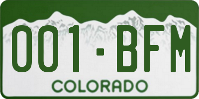 CO license plate 001BFM