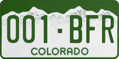 CO license plate 001BFR