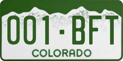 CO license plate 001BFT