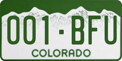 CO license plate 001BFU