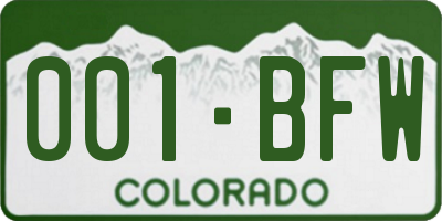 CO license plate 001BFW