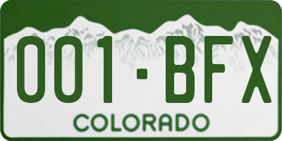 CO license plate 001BFX