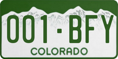 CO license plate 001BFY