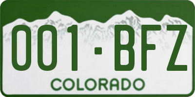 CO license plate 001BFZ