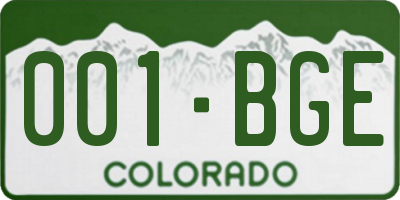 CO license plate 001BGE