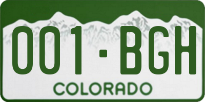 CO license plate 001BGH