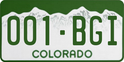 CO license plate 001BGI