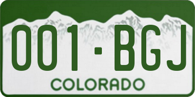 CO license plate 001BGJ