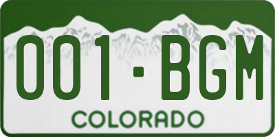 CO license plate 001BGM