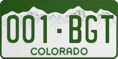 CO license plate 001BGT