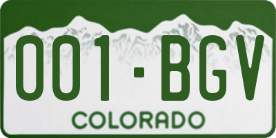 CO license plate 001BGV