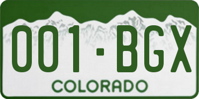 CO license plate 001BGX