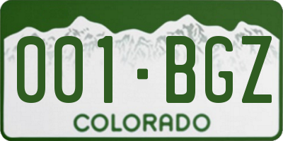 CO license plate 001BGZ
