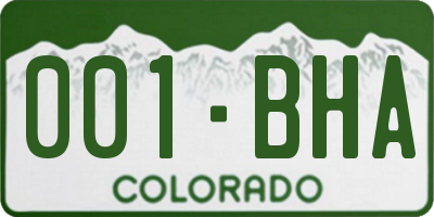 CO license plate 001BHA