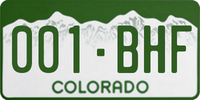 CO license plate 001BHF