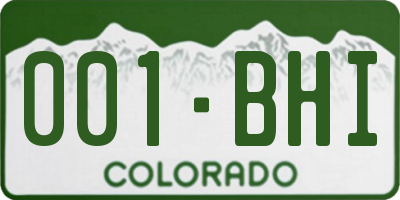 CO license plate 001BHI