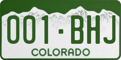 CO license plate 001BHJ
