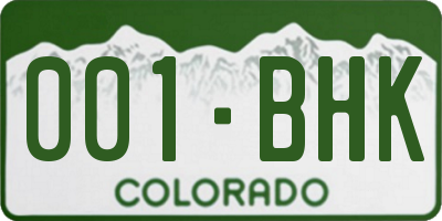 CO license plate 001BHK