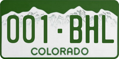 CO license plate 001BHL