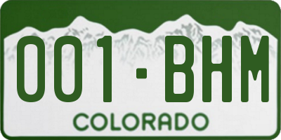 CO license plate 001BHM