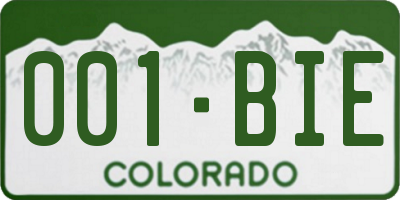 CO license plate 001BIE