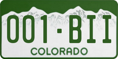 CO license plate 001BII