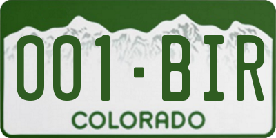 CO license plate 001BIR