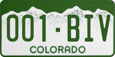 CO license plate 001BIV