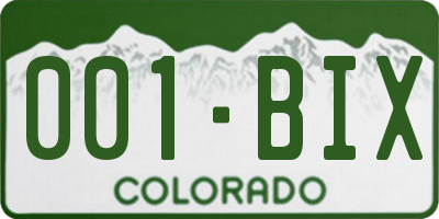 CO license plate 001BIX