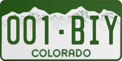 CO license plate 001BIY