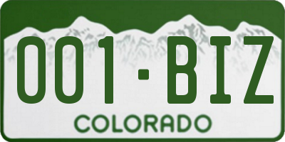 CO license plate 001BIZ