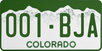 CO license plate 001BJA